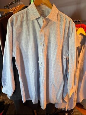 Brooks Brothers Regent Light Blue Windowpane Dress Shirt